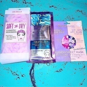Beauty Bundle Face Mask & Hair Sheet Mask with Soft and dry Cosmetic Headband